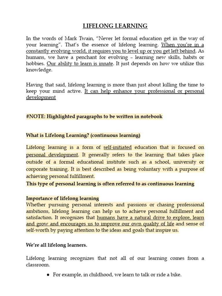 Embracing Lifelong Learning Principles | PDF | Learning | Lifelong Learning