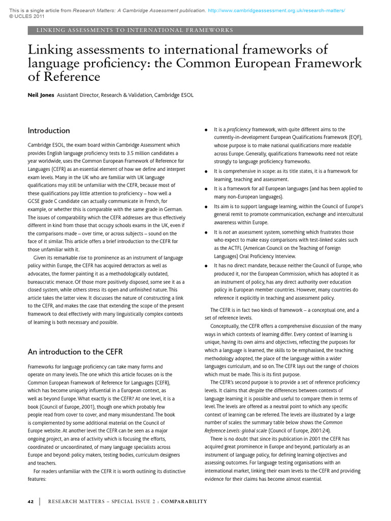 Understanding the CEFR Framework | PDF | Language Education | Cognition