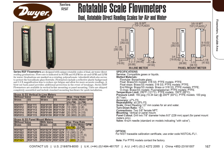 RotatableScaleFlowmeters_RSF i | PDF | Flow Measurement | Continuum ...