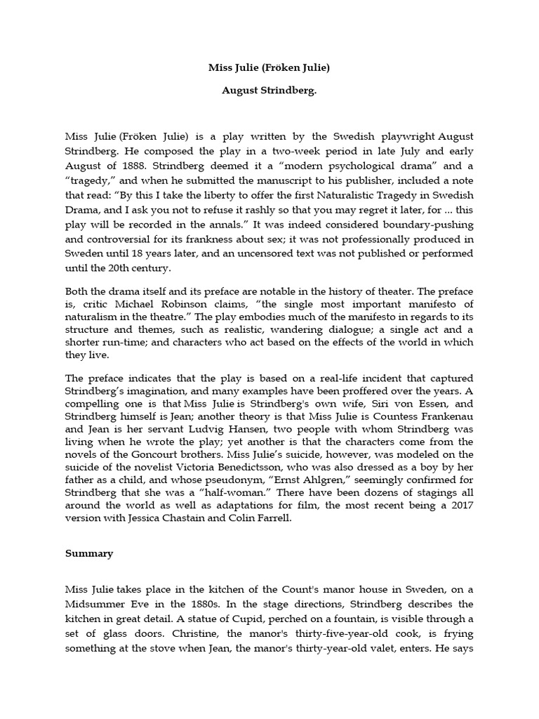 Miss julie summary pdf