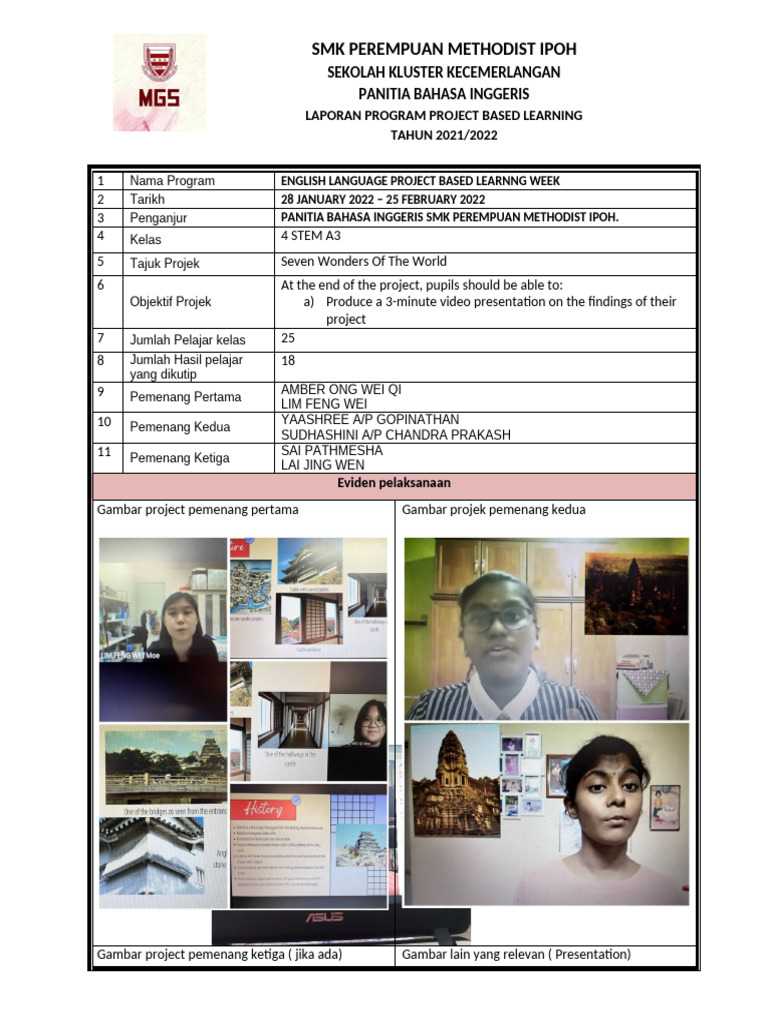 Laporan Program Project Based Learning Pdf