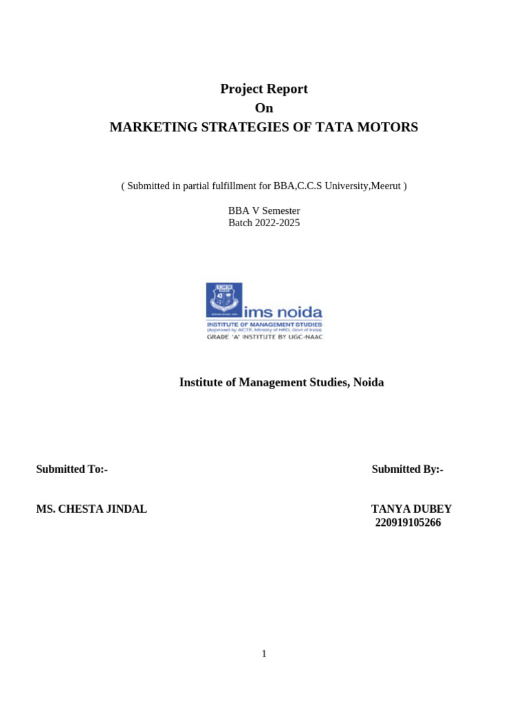 Marketing Strategies of Tata Motors | PDF