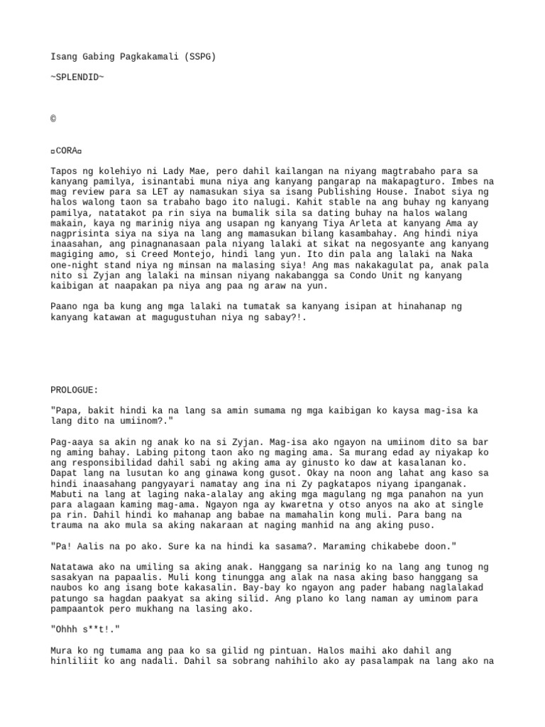 Isang Gabing Pagkakamali by - SplendidCORA | PDF