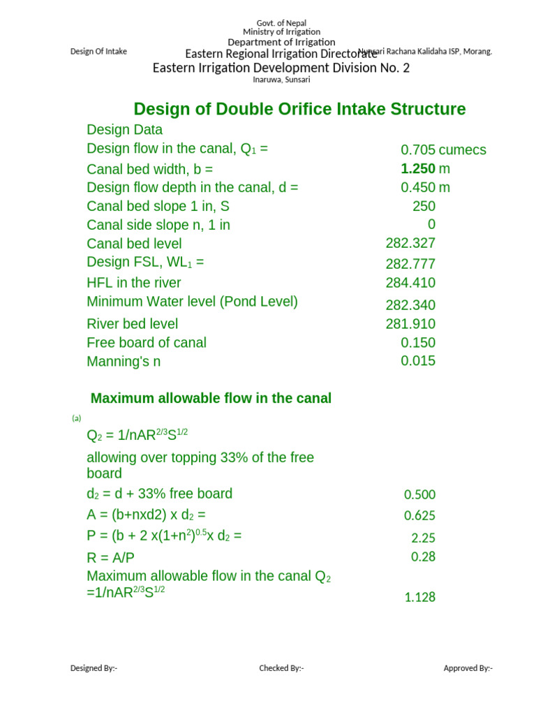 Double Orifice Intake Structure Design | PDF | Beam (Structure) | Bridge
