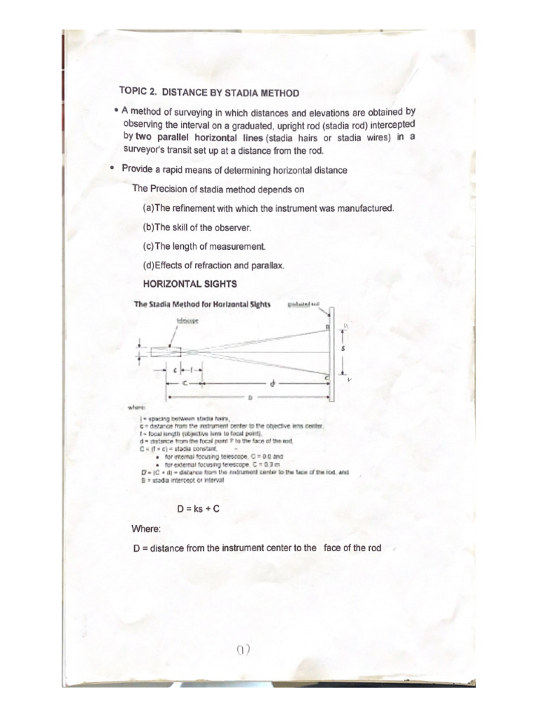 Topic 2. Distance by Stadia Method | PDF