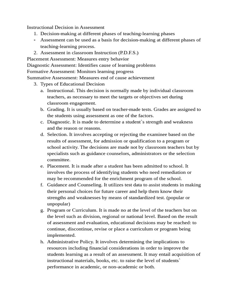 Effective Assessment for Educational Decisions | PDF | Educational ...