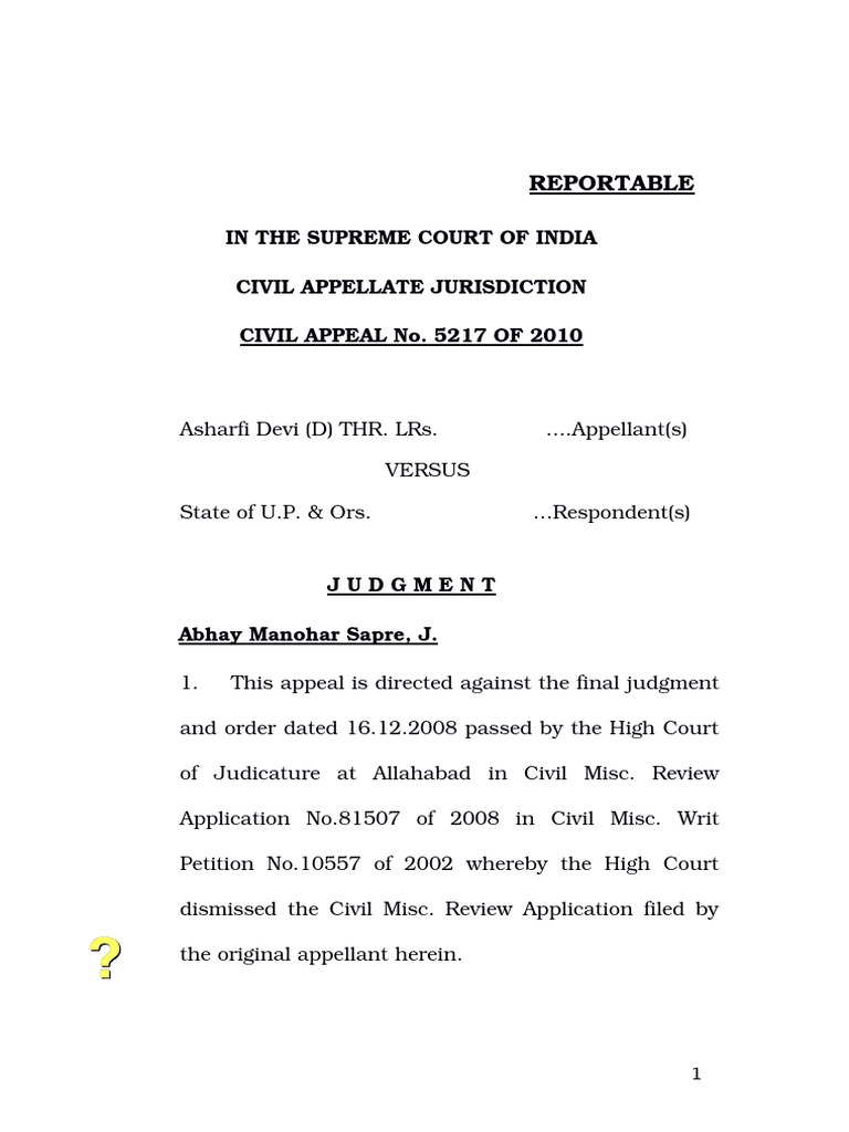 Asharfi Devi vs State of U.P. Appeal | PDF | Appeal | Appellate Court