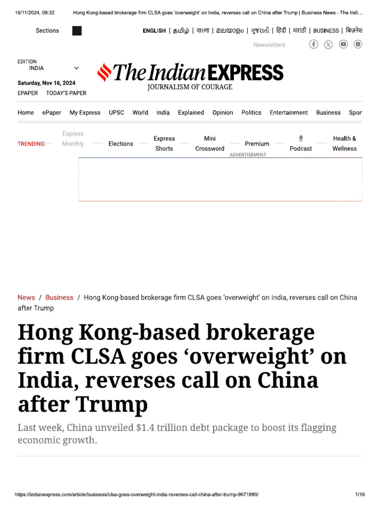 CLSA Shifts Focus To Indian Equities Amid US-China Trade Tensions | PDF