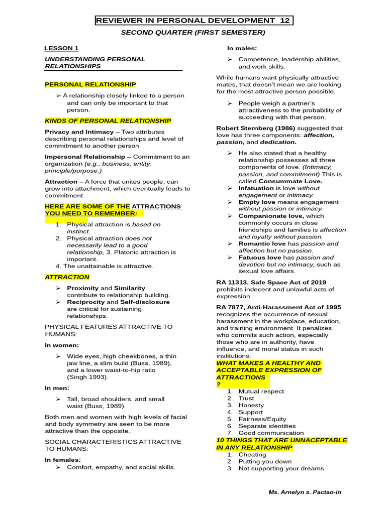 Understanding Personal Relationships | PDF | Love | Family