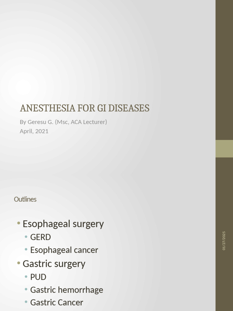 Anesthesia Considerations for GERD | PDF | Gastroesophageal Reflux ...