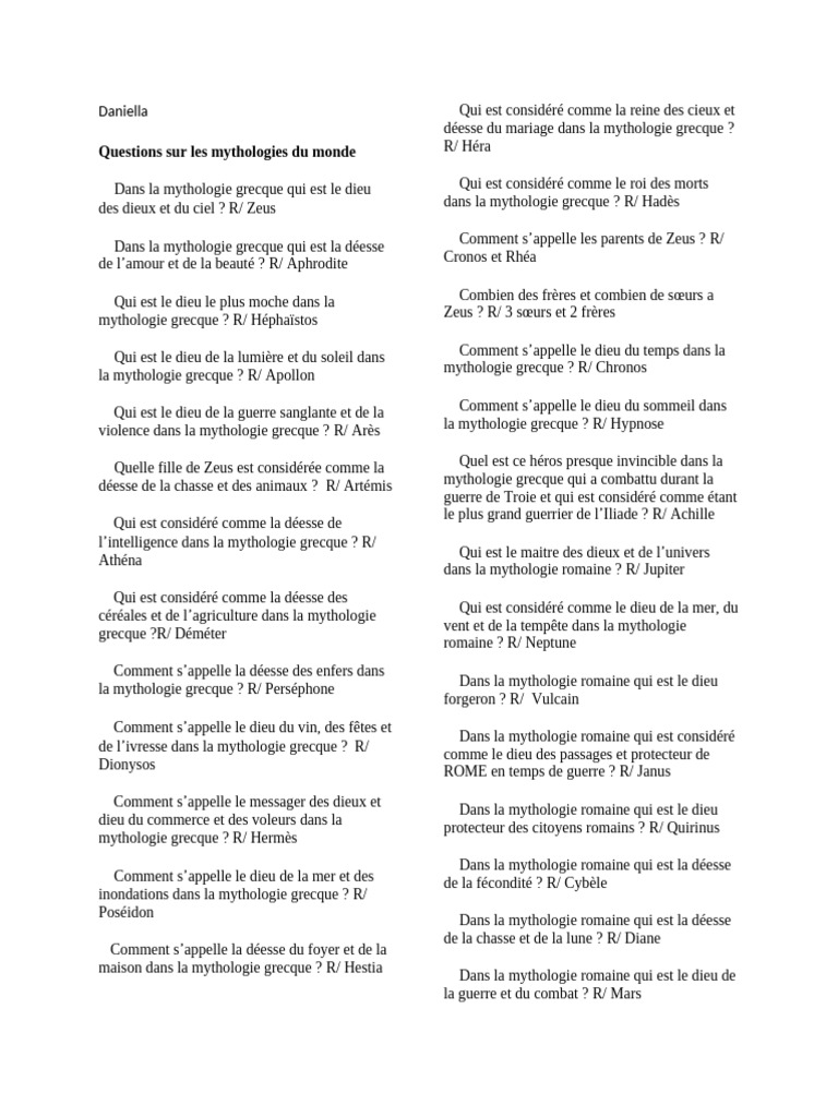 Mythologies du monde : dieux et déesses | PDF | Zeus | Mythologie ...