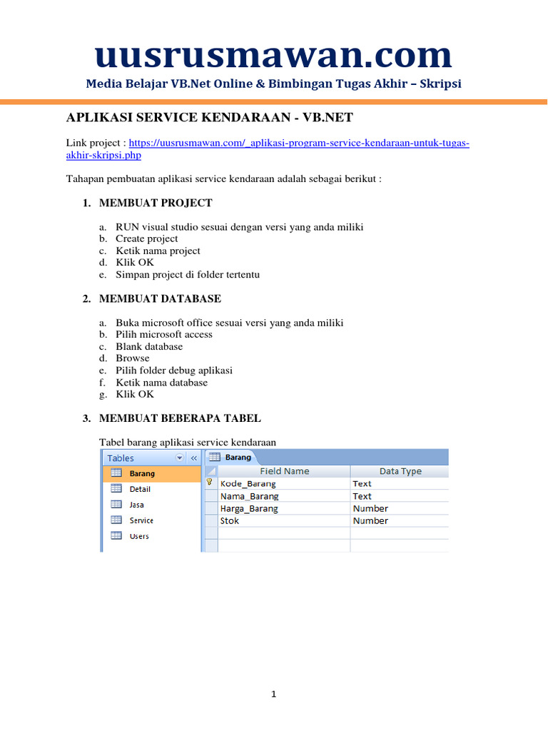 Aplikasi Program Service Kendaraan Mobil Motor Untuk Tugas Akhir Dan ...
