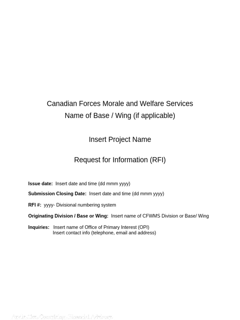 CFMWS Vendor Capabilities RFI | PDF | Request For Information | Request ...