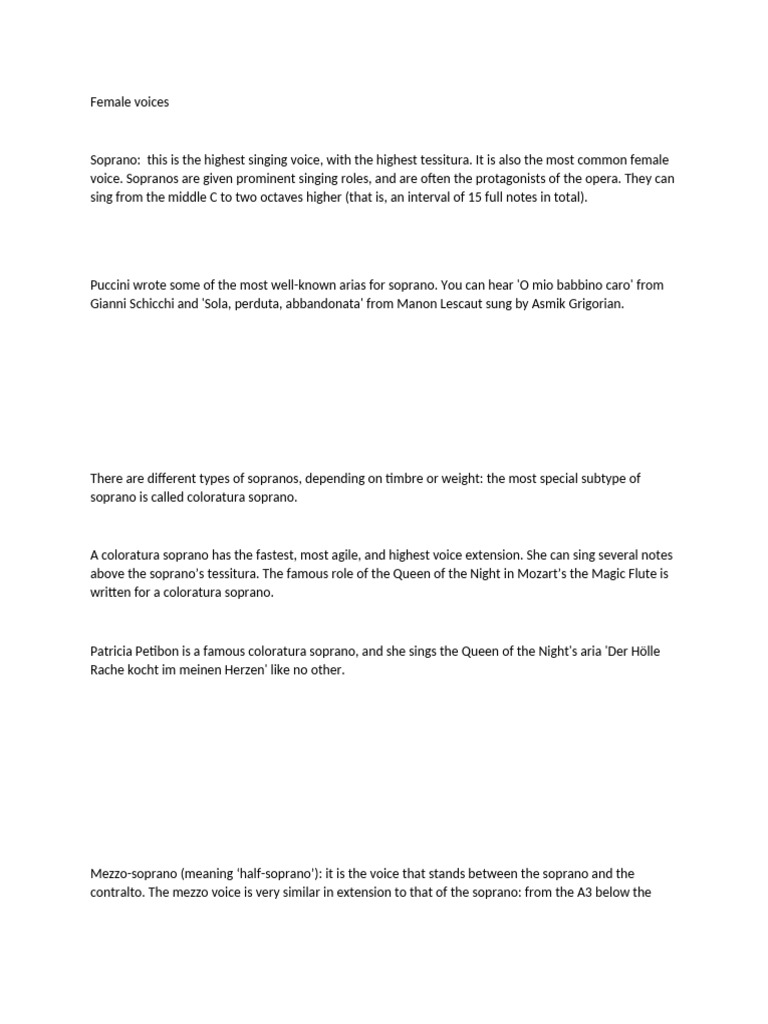 Understanding Soprano Voice Types | PDF | Opera | Singing