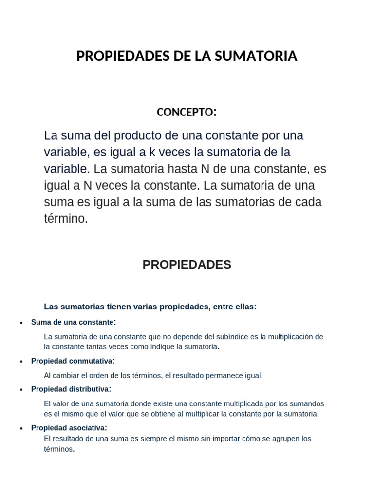 Propiedades de la Sumatoria | PDF