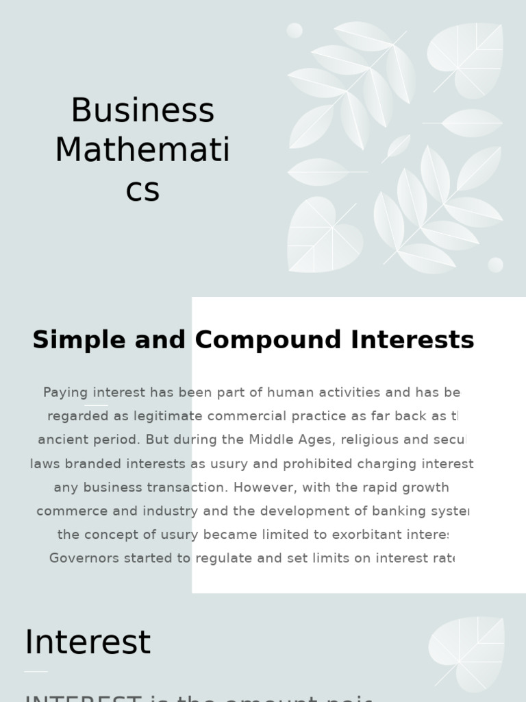 Business Mathematics | PDF | Interest | Compound Interest