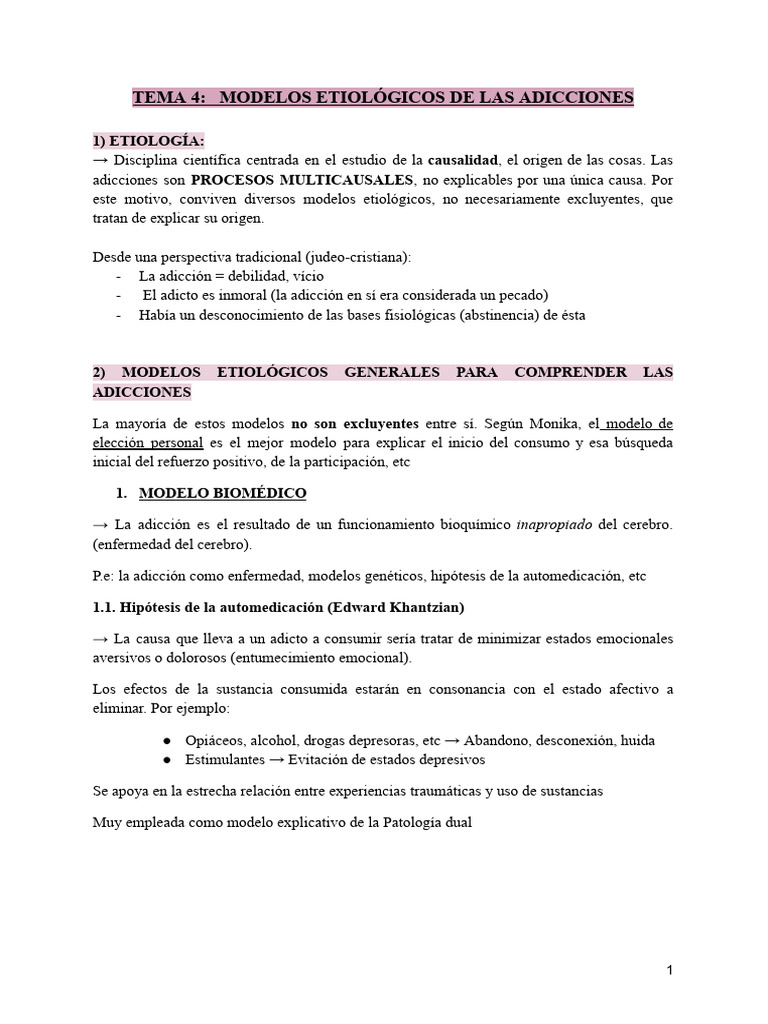 Modelos Etiológicos de las Adicciones | PDF | La dependencia de ...