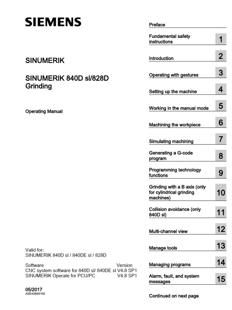 840Dsl 828D Grinding Op Man 0517 en-US | PDF | Grinding (Abrasive