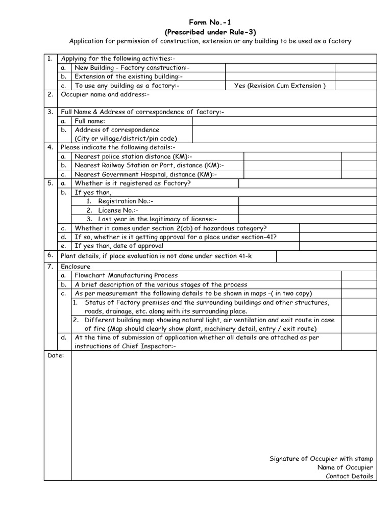 Factory Construction Application Form | PDF | Toilet | Public Toilet