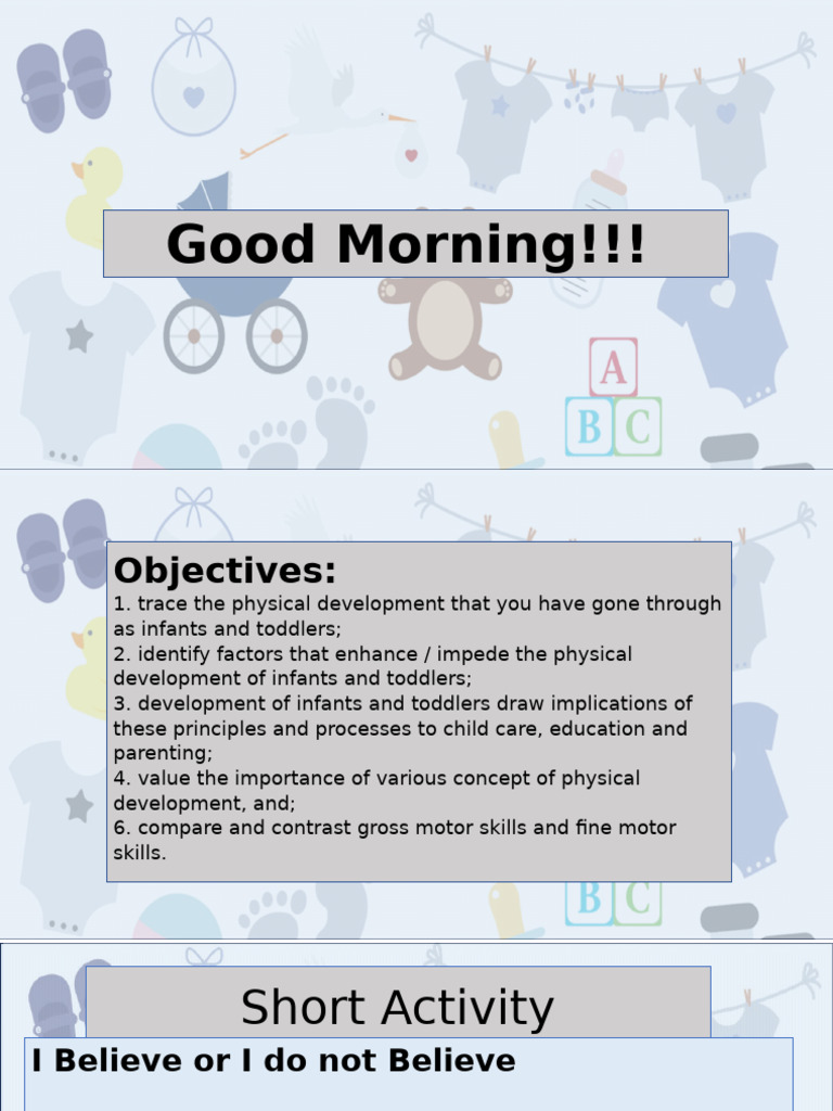 Physical Development in Infants and Toddlers | PDF | Infants | Senses