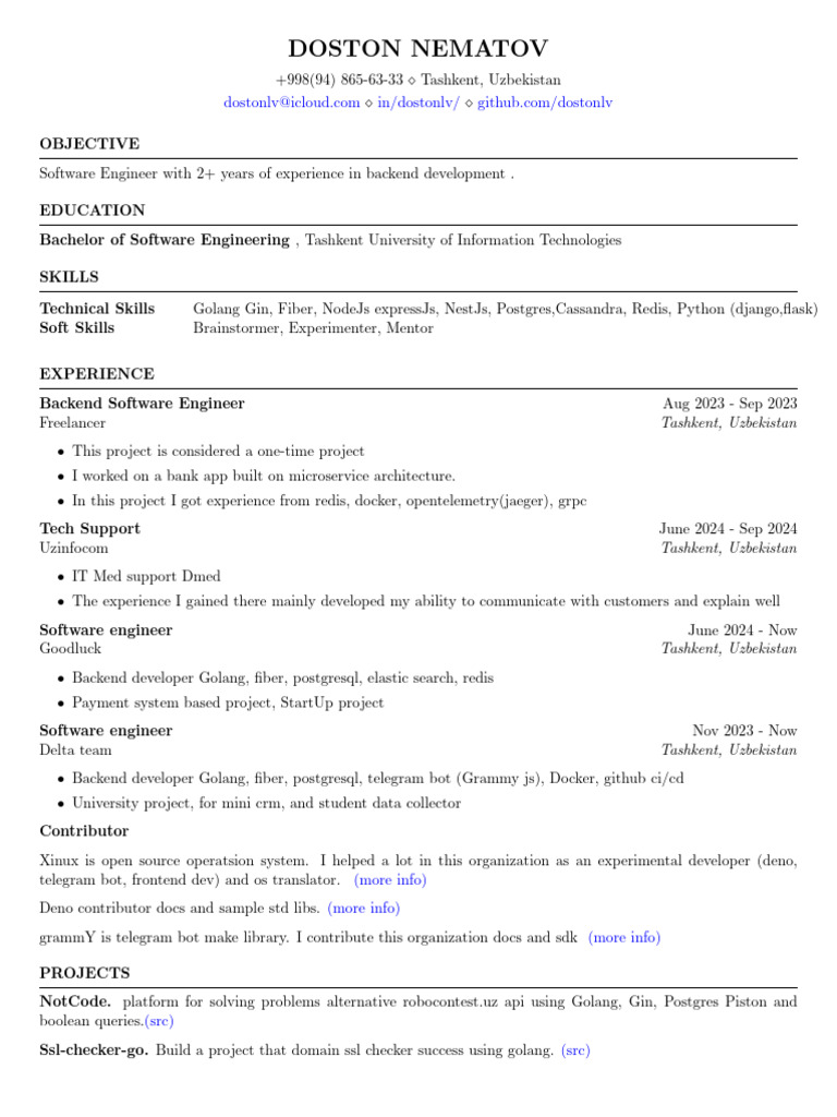Doston | PDF | Postgre Sql | Information Technology