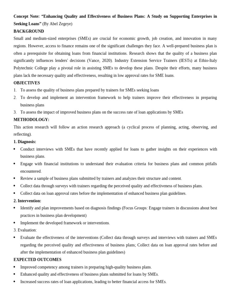 Enhancing SME Business Plans for Loans | PDF | Small And Medium Sized ...