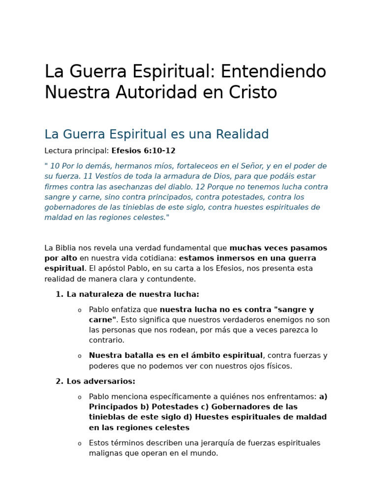 La Guerra Espiritual | PDF | Cristo (título) | Oración