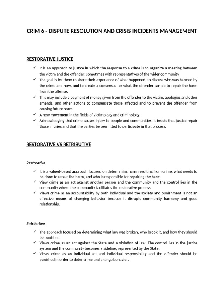 Crim 6 | PDF | Alternative Dispute Resolution | Mediation