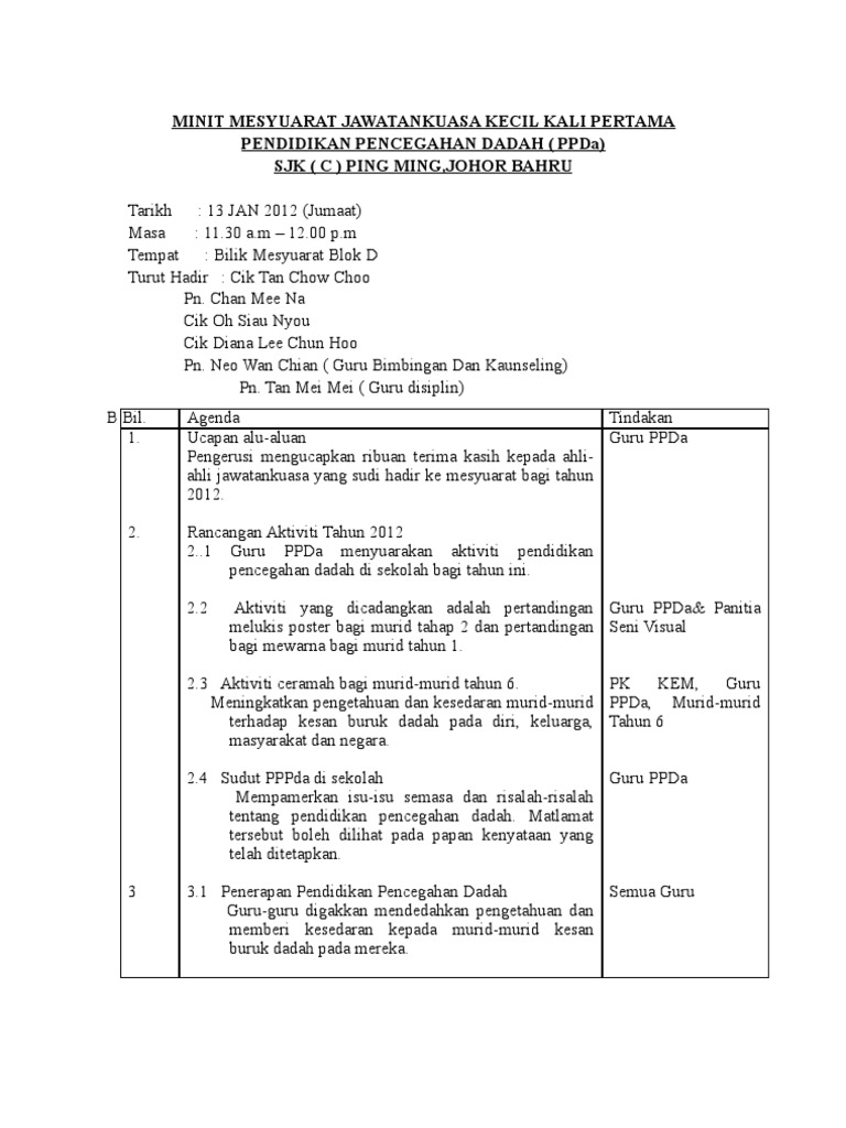 Surat Mesyuarat Agung Kali Pertama