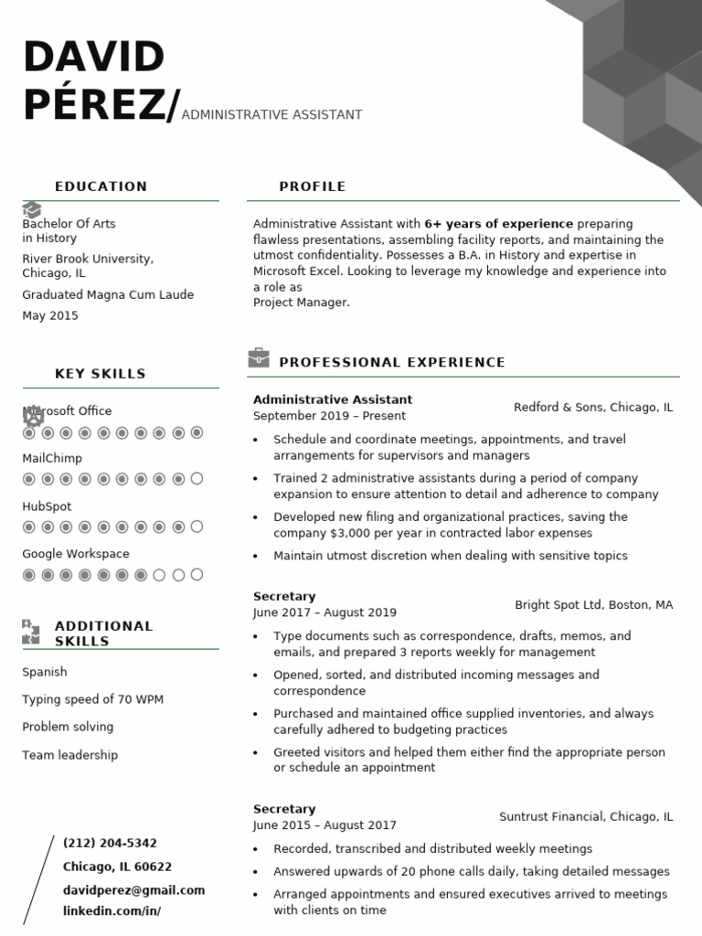 Current Professional Resume Template Black | PDF | Résumé