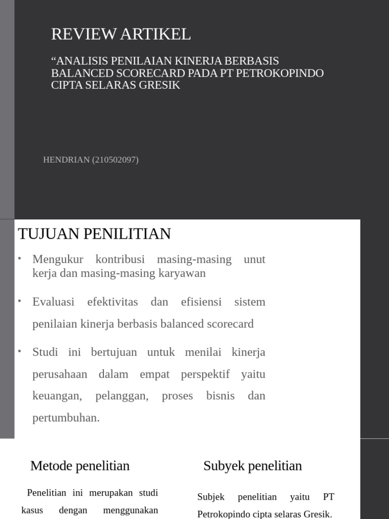 Review Artikel Analisis Kinerja | PDF