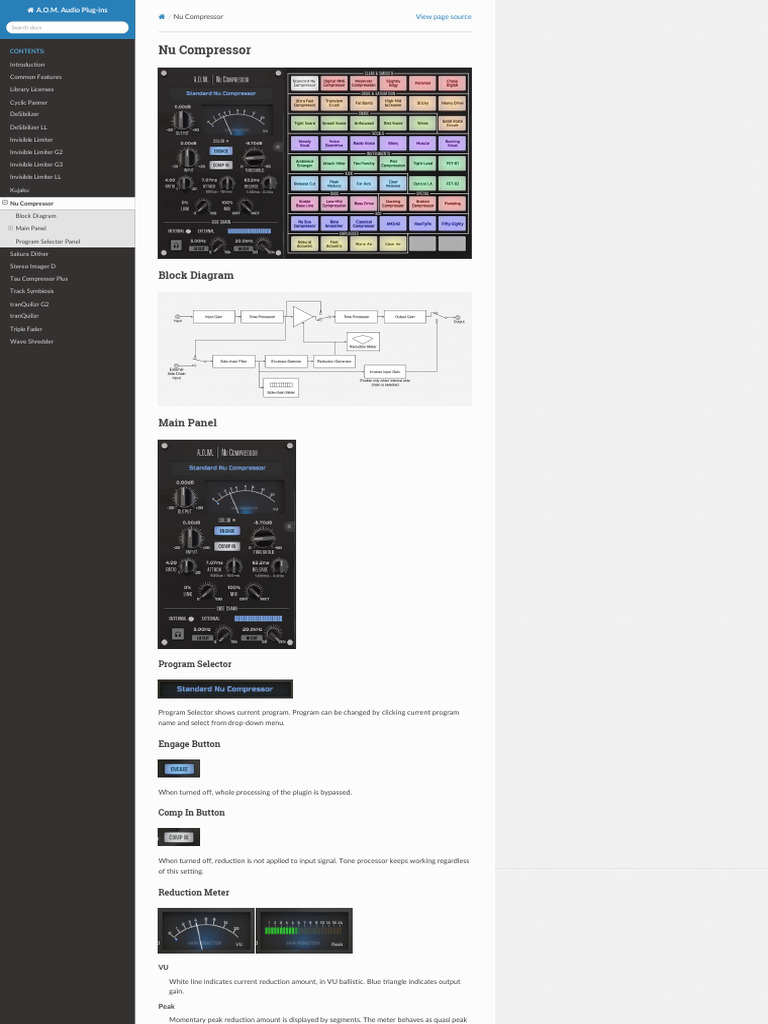 Nu Compressor - A.O.M. Audio Plug-Ins Documentation | PDF | Audio ...