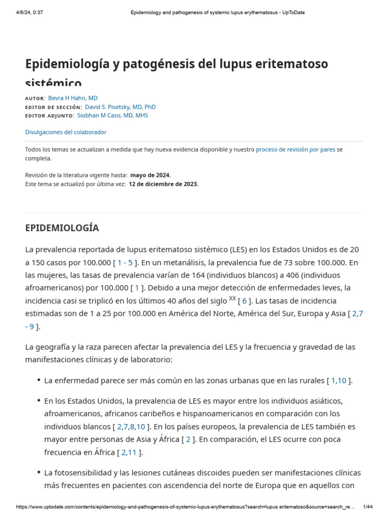 Epidemiology and Pathogenesis of Systemic Lupus Erythematosus ...