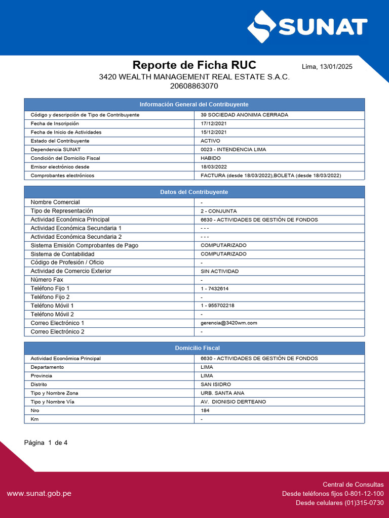 Ficha Ruc - Real Estate | PDF | Informática | Industrias de servicio