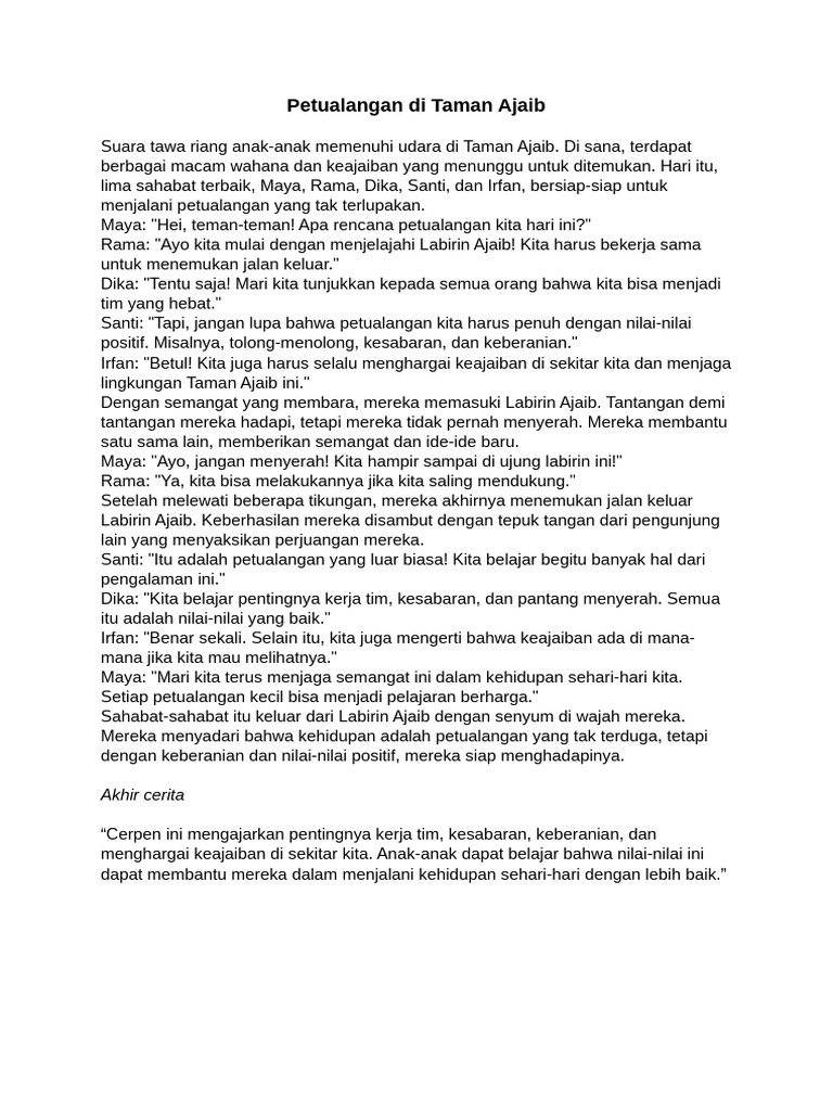 Petualangan di Taman Ajaib | PDF