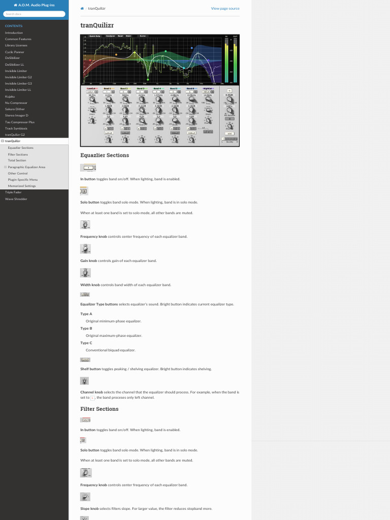 Tranquilizr - A.O.M. Audio Plug-Ins Documentation | PDF | Equalization ...