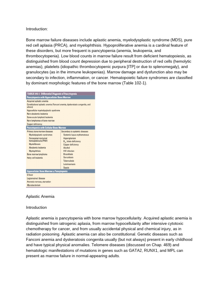 Bone Marrow Failure Pdf Bone Marrow Anemia
