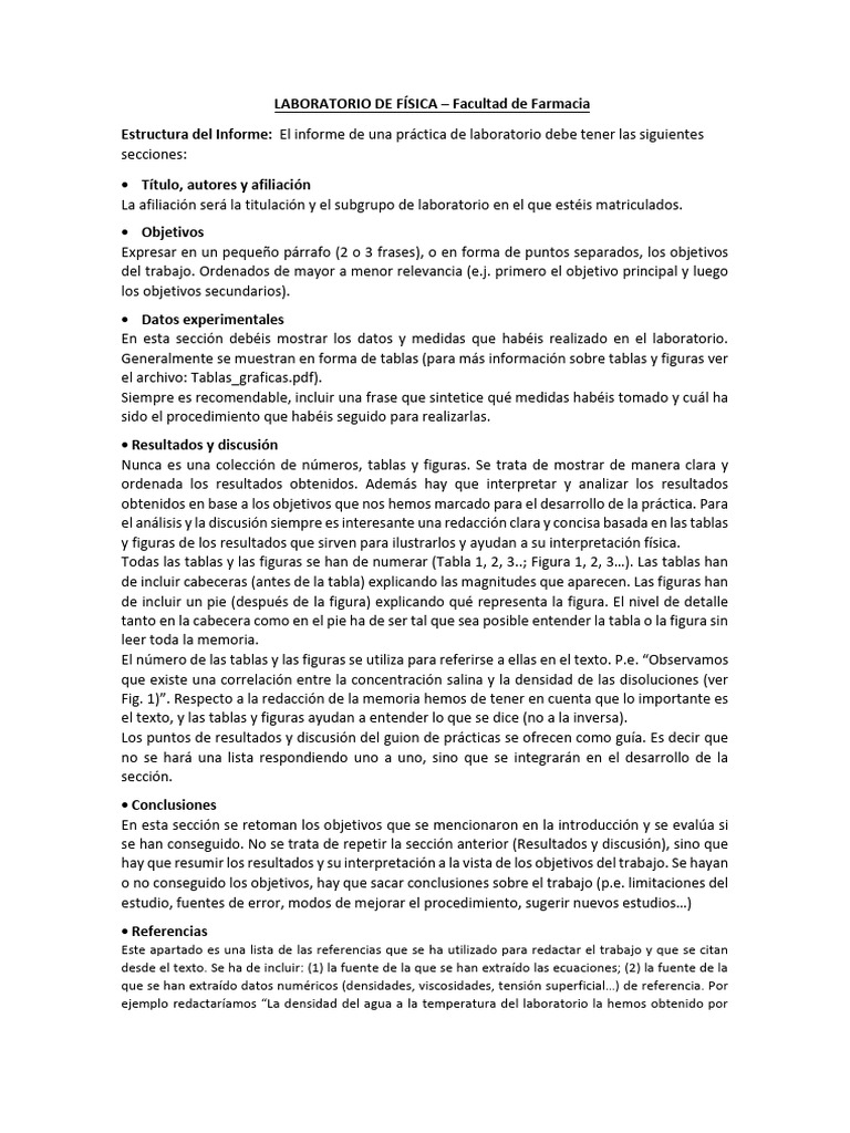 Estructura de Informe y Check List | PDF | Experimentar | Laboratorios