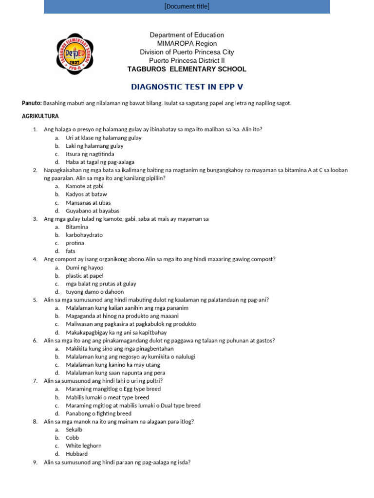 Pre-Test - Epp 5 | PDF