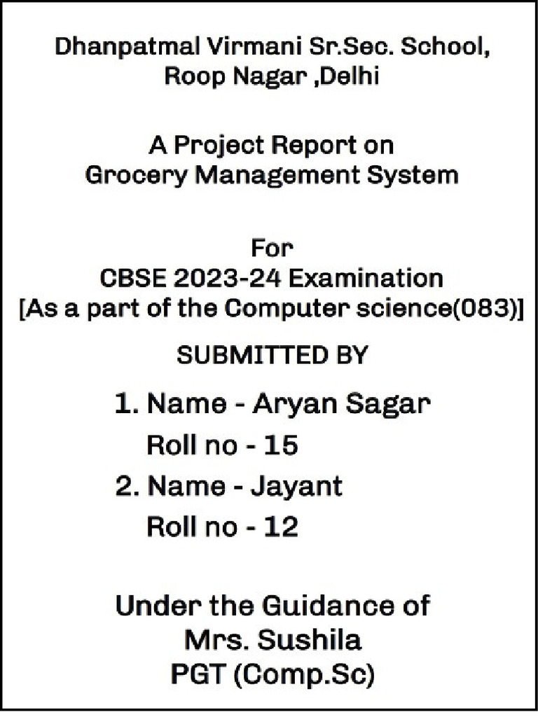 Grocery Management System | PDF | Automation | Inventory