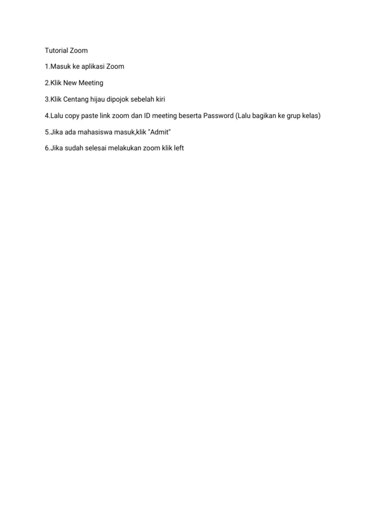 Tutorial Zoom: Langkah-langkah Dasar | PDF
