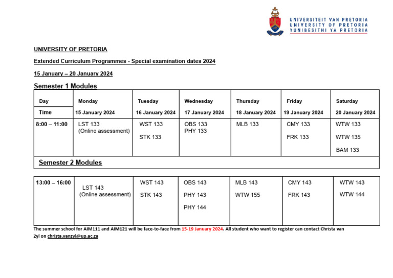 2024 Extended Programme Special Examination Timetable - zp245561 | PDF