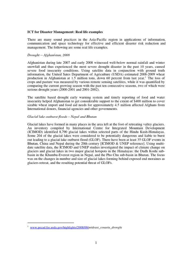 ICT Applications in Disaster Management | PDF | Natural Disasters ...