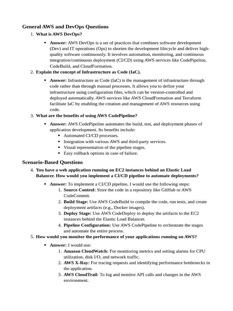 Aws Dev Ops Scenario Interview Questions | PDF | Amazon Web Services ...