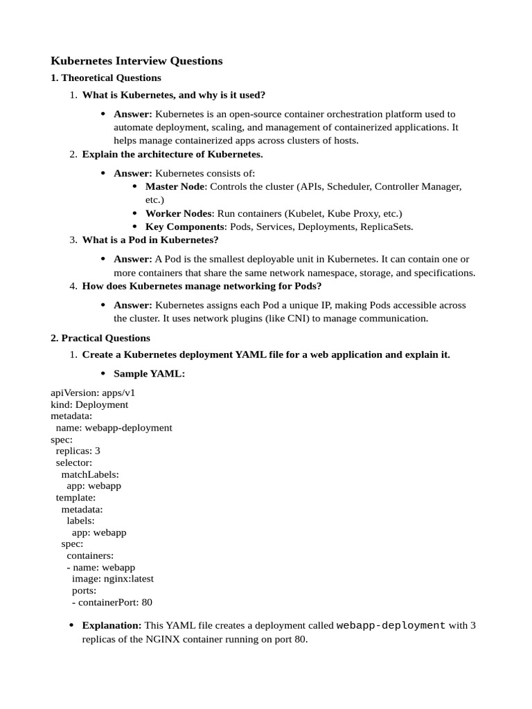Kubernetes Interview Questions Guide | PDF | Computer Networking ...