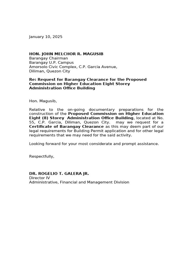 Letter For Brgy Up Campus | PDF