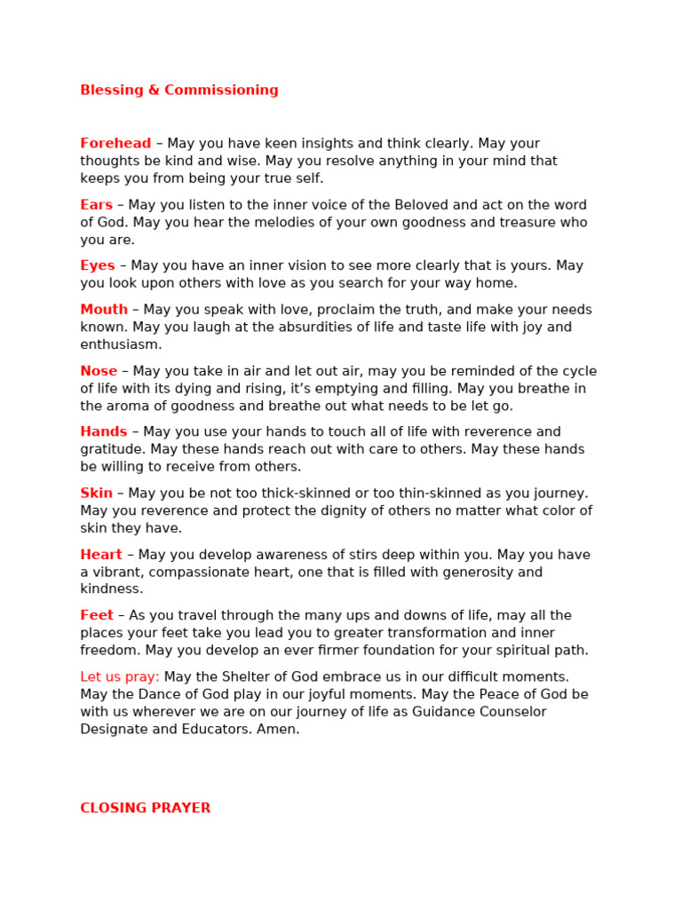 Blessing and Commissioning Ceremony Guide | PDF | Prayer | Jesus
