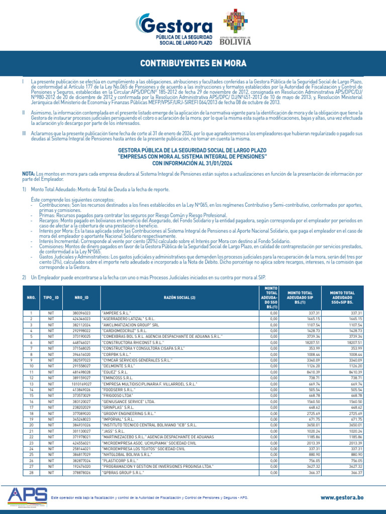 Contribuyentes en Mora | PDF | Pensión | Deuda