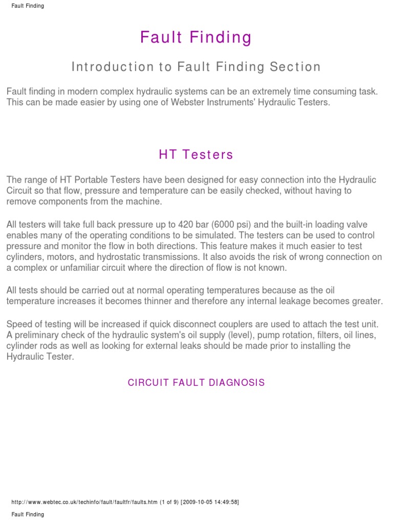 Hydraulic Fault Finding PDF Valve Leak