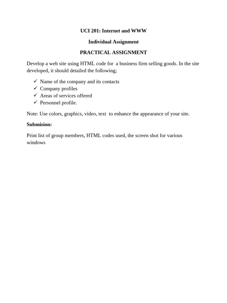 UCI 201 Individual Practical Assignment | PDF | World Wide Web ...
